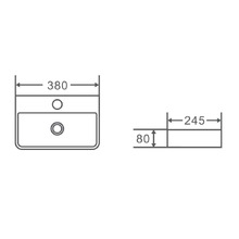 Nueva 245mm Rectangular Ceramic Wall-Hung Basin